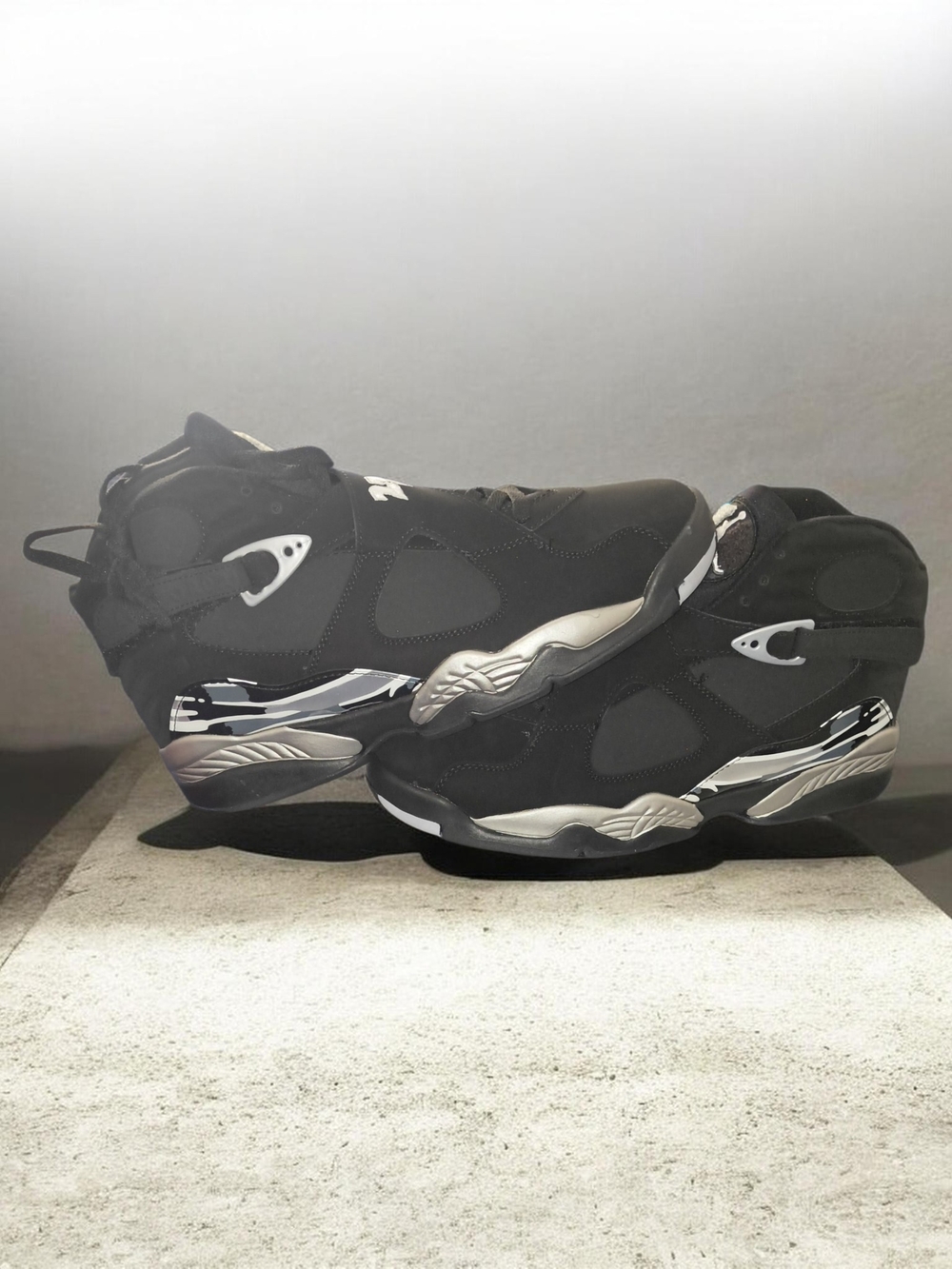 Jordan 8 Chrome Black Men's High-Top Athletic Sneakers
